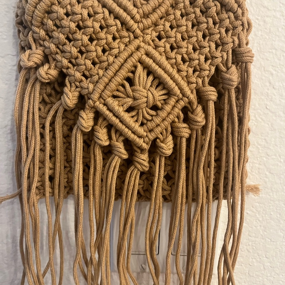 Bohemian Tan Macrame hippie bag